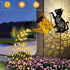 Solar Lights Outdoor Decorative, Watering Can with Cascading Lights, with Cat Silhouette Garden Stakes, Gifts for Mom