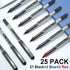 Shuttle Art 25 Pack RollerBall Pens (21 Black 2 Blue 2 Red) Fine Point 0.5mm Liquid Ink for Writing Journaling
