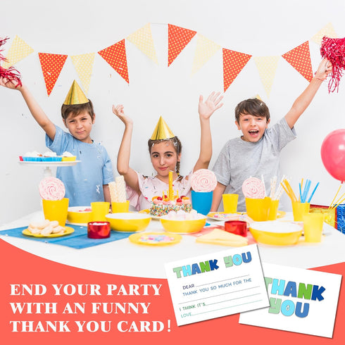 FTRZX 20 Pack 009 Blue Kids Thank You Cards, Minimalist Thank You Card For Baby Shower Birthday Party, Kids Birthday
