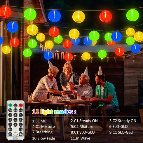 40ft 40LED StarryEver Outdoor String Lights Plug in, Connectable WarmWhite & Multicolor Nylon Lantern String Lights