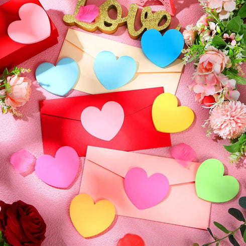 Roowest 600 Sheets Valentines Day Heart Sticky Notes Heart Notepads Heart Post Notes Self Stick Notepad Memo Colorful Sticky Pad for Home School Office Girl Kid Supplies(Light Color, Blank)