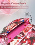 5" 9" Server Book for Waitress with Zipper and Magnetic Pocket X Rose Flower Waitress Book Red Waiter Book Wallet