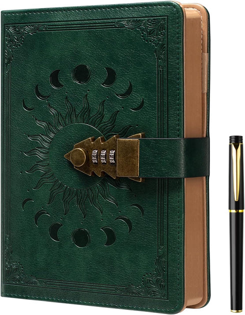 ZXHQ Lock Journal with Pen, A5 240 Pages Diary with Lock, Brown