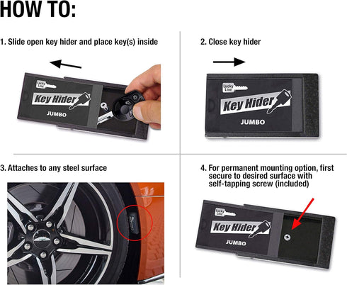 Lucky Line Jumbo Magnetic Key Hider, Case Holder for Larger Keys (91501)