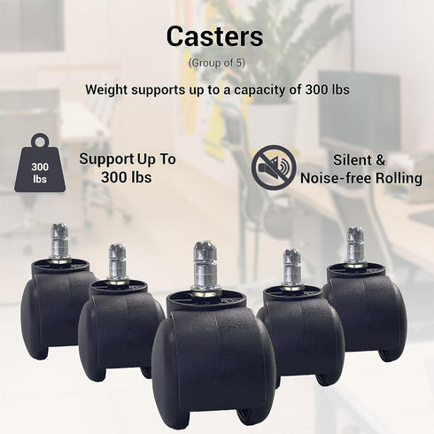 BTExpert 2" Heavy Duty Office Chair Wheels, Safe for All Floors, Rotating Mute Universal Standard Stem Size,