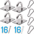 4 PCS M6 Premium Heavy Duty Square Stainless Steel Pad Eye Hooks with Snap Hooks and Screws