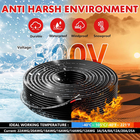 16 2 16 50FT, 12V 16/2 Lighting-15M Gauge Wire Conductor Electrical Wire, AWG Wire Stranded PVC Cord Low