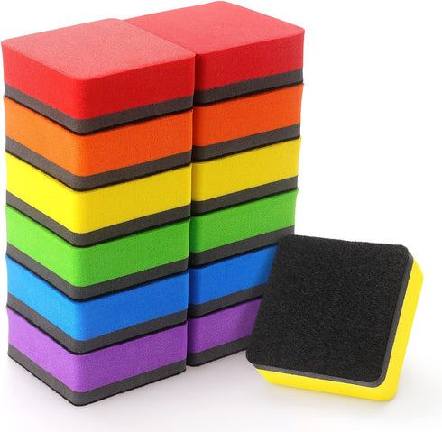 Tamaki 12 Pack Magnetic Whiteboard Erasers, Dry Erasers for White Board, 6 Colors, Square, 2 x 2 x 0.8 Inch