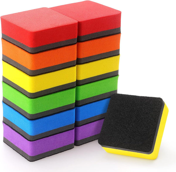Tamaki 12 Pack Magnetic Whiteboard Erasers, Dry Erasers for White Board, 6 Colors, Square, 2 x 2 x 0.8 Inch