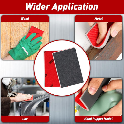 24 80-3000 Pcs Sanding Sponge Grit Sandpaper Assortment, Washable & Reusable Sanding Blocks for Wood, Metal, Drywall