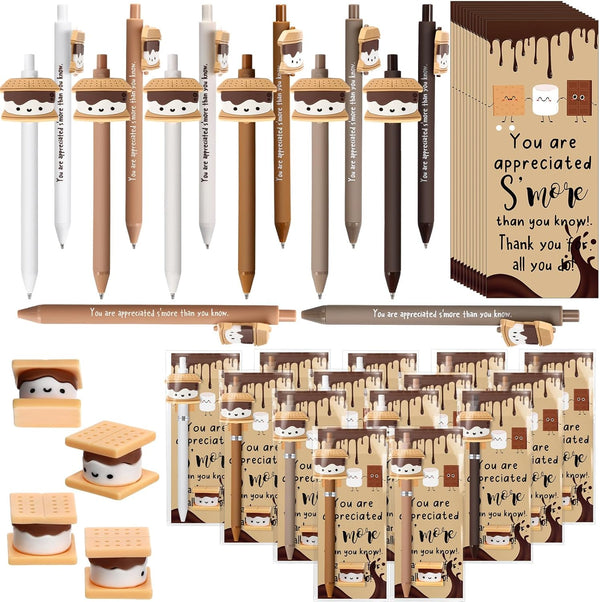 Sayglossy 72 Sets Smores Gifts Bulk Paraprofessional Appreciation Inspirational Marshmallow Pens Tags Thank