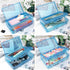Large Capacity Plastic Pencil Box, Double Layer Pencil Case for Kids and Adults, Hard Crayon Box Storage (Blue)