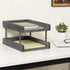 MyGift 2-Tier Rustic Gray Wood Paper File Organizer, In and Out Tray for Office Desktop Document Holder Rack
