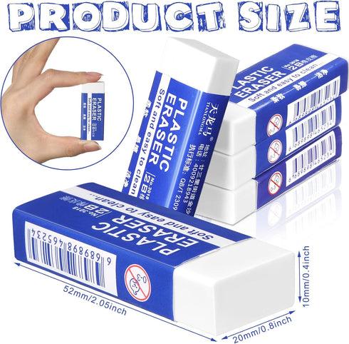 Yahenda 150 Pieces White Erasers Bulk, Large Rubber Erasers for Students and Art Class
