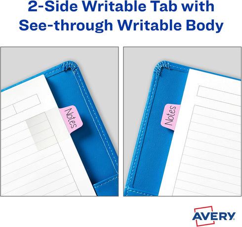Avery Ultra Tabs: Mini Tabs, 1" x 1.5", 2-Side Writable, Assorted Pastel Colors, 40 Tabs Per Pack, 3-Pack Total