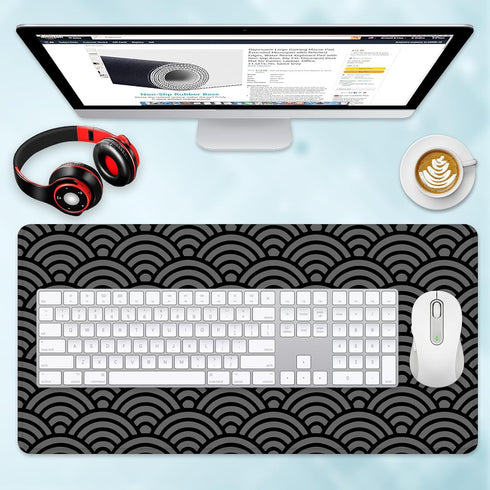 Japanese Waves Large Mouse Pad,Anime Gaming,Extended Mat Desk Pad,3mm Thick Long Non-Slip Rubber Base Mice Pad Desk Accessories 31.5 X 11.8 Inch by ENXOWM