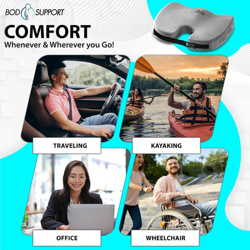 Tailbone Seat Cushion with Straps - Seat Cushions for Office Chairs, Car Seat Cushion for Pain Relief Cushion Design
