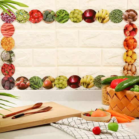Geyee 60 Pcs Fruits and Veggies Themed Bulletin Board Border School Cafeteria Decorations Straight Border Trim for Classroom Decoration Bulletin Board Whiteboard Decor (Classic Style) by Geyee