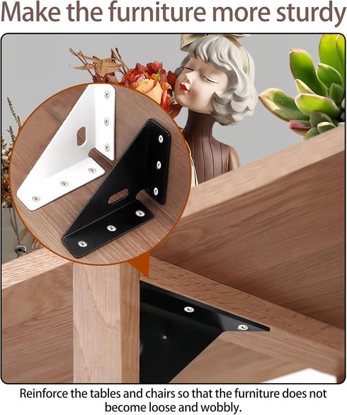 4 Gusset Pcs Heavy Duty Joints, Trapezi Corner Code, Bracket Corner Brace Bracket Fasteners, Furniture Shelf Support