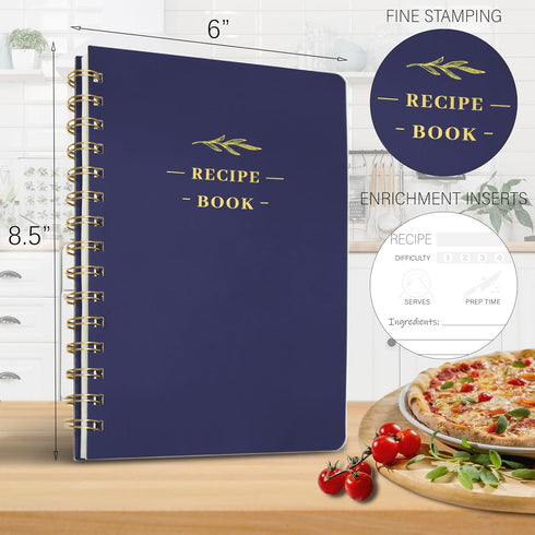 Perfect Blank Recipe Book, Hardcover Personal Recipe Notebook to Write Your Own Recipes, Holds 144 Exclusive Formulas