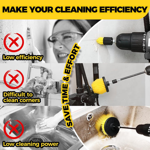 6Pack Set Holikme Drill Brush Power Scrubber Cleaning Brush Extended Long Attachment All Purpose Drill Scrub Brushes