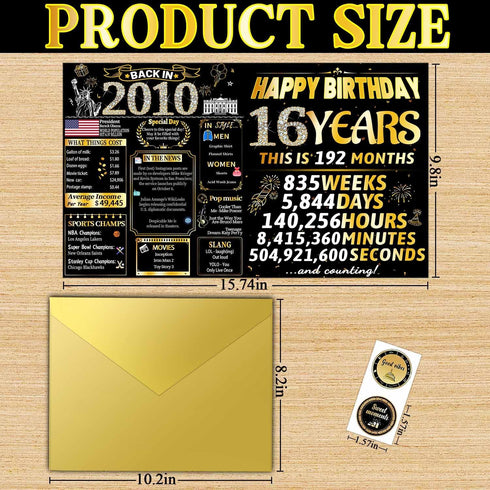 VivaGem 16th 16 2010 Sweet Birthday Cards for Girls Boys, Happy Birthday Gifts for Daughter Son, Funny Party