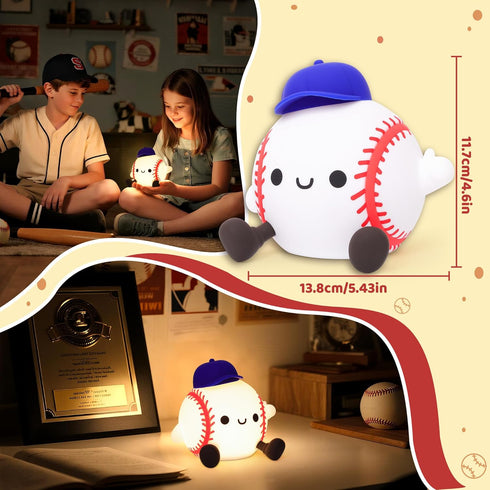 Dimmable Attivilife Baseball Night Light, Baseball Gifts for Boys, Soft Silicone Nursery Bedroom Bedside Decor