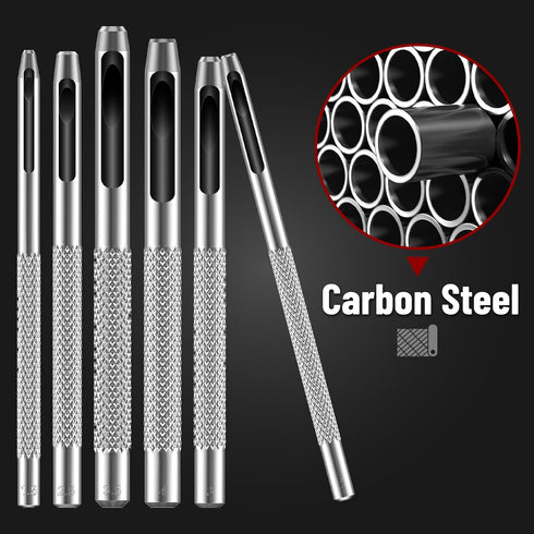 UNCO Hollow Leather Hole Punch Set, 6 pcs Steel Leather Punch Tool for Gasket and Hole Punching