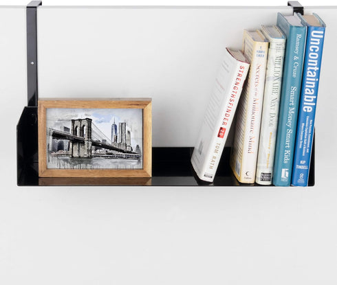 Wallniture Bali Bookshelf and Desk Organizer Tray, Black Cube Storage Organizer for Home Office