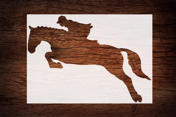 Reusable Horse Jumping Stencil 11" x 8.5" - Custom Equestrian Design for Crafts