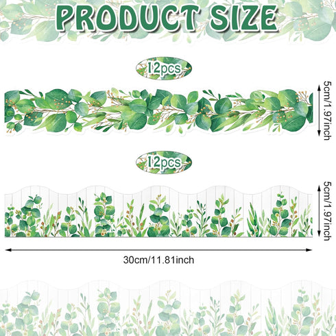 Capoda 24 Pcs Magnetic Eucalyptus Bulletin Board Border Green Leaves Die Cut Border Trim Plant Magnetic Border Chalkboard Strips Bulletin Board Wall Decor for Students Classroom Office School Supplies by Capoda