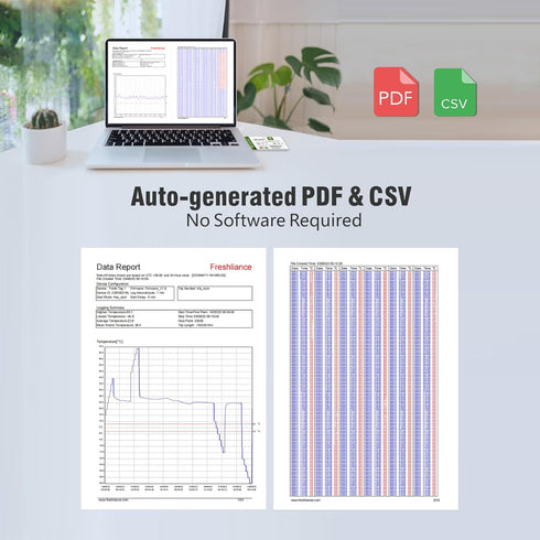 Freshliance 1pack USB Temperature Data Logger Recorder with High Accuracy, PDF and CSV Reports, 60days Cold Chain Fresh