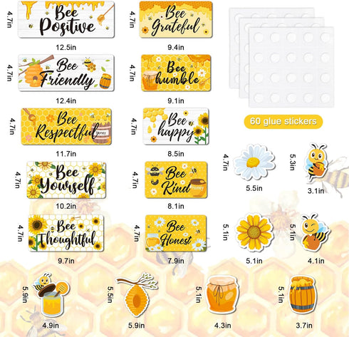 Whaline 26Pcs Bee Motivational Bulletin Board - Inspirational Bumble Bee Cutouts for School Wall Art Decor