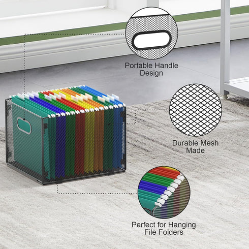 samstar Hanging File Organizer, Mesh File Folder Storage Box, Letter Size Inserts