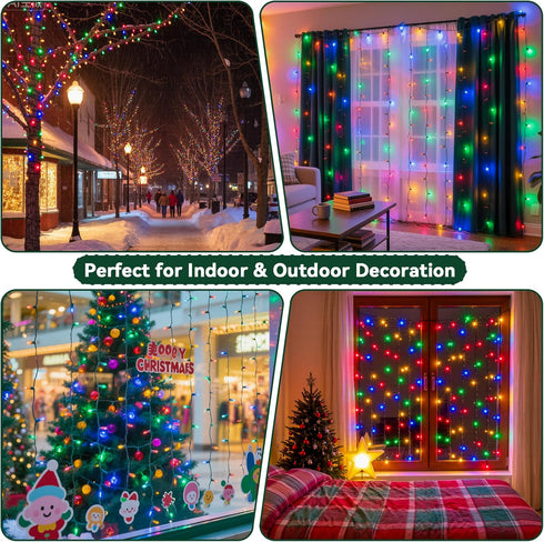 132FT 400 8 Christmas String Lights LED Multicolor Dark Green Wire, Indoor Outdoor Waterproof Fairy Lights with Modes