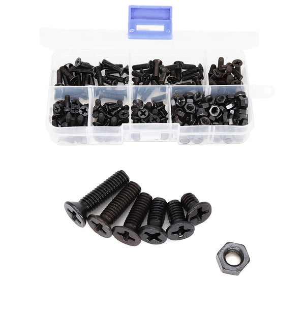 BinifiMux 220pcs M4 Flat Head Screws and Hex Nuts - Phillips Countersunk Machine Screws Assortment for DIY