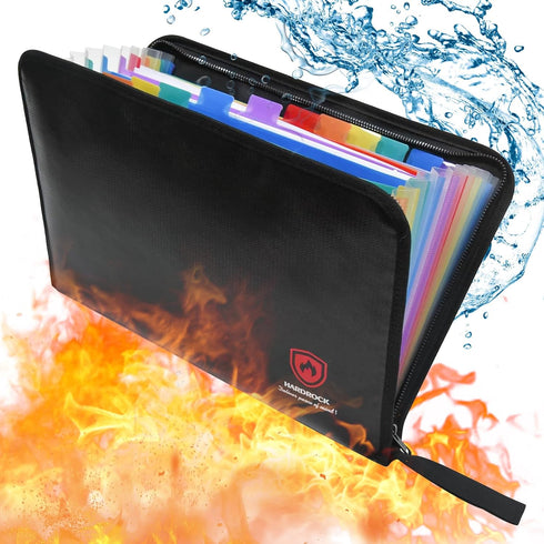 Fireproof Accordion File Organizer, Portable Document Holder for Important Papers, Waterproof Binder for A4