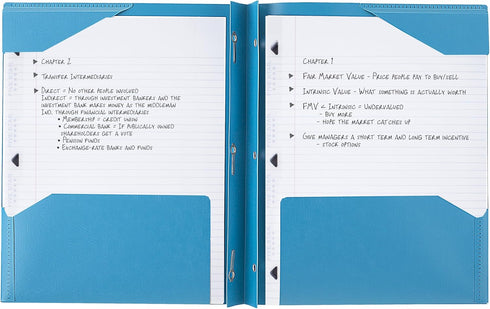 Five Star 2-Pocket Folder, Tidewater Blue (72107), Plastic Folder with Stay-Put Tabs and Prong Fasteners, Holds 8-1/2"