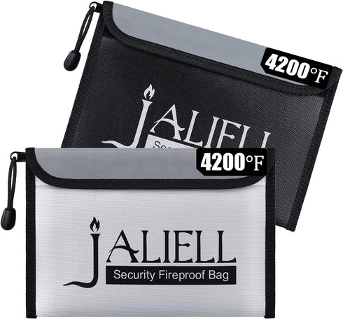 2 Pack Fireproof Money Bag (9.5x6.5''), Non-itchy Waterproof Fireproof Bag with Zipper,