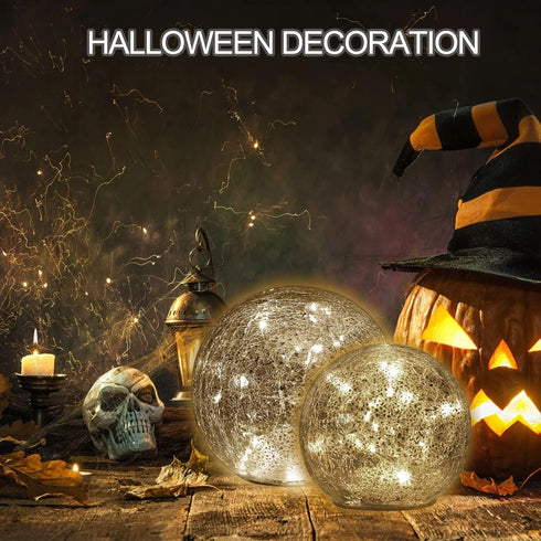 Mercury Crackle LED Glass Globe Ball Lamp, Battery Operated Night Light for Girls, Birthday, Halloween,Christmas
