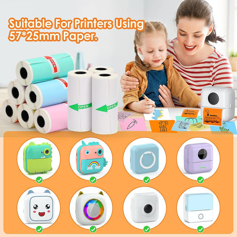 HuiJuKeJi 9 Rolls Mini Printer Sticker Paper - Thermal Self-adhesive Paper for Pocket Printer