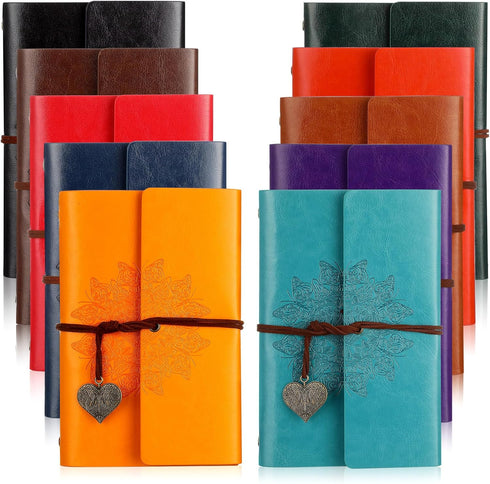 Yeaqee 10 Pack PU Leather Journal Notebook, Refillable Vintage Journal, 6 Ring Binder Diary with Lined Pages, A6 7" x 5"