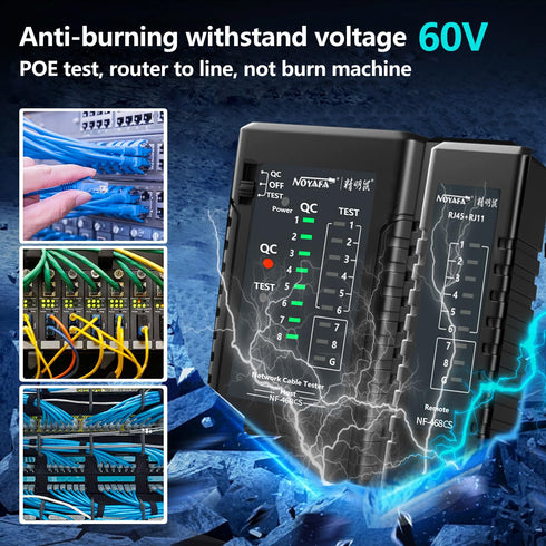 NF-468CS Ethernet Cable Tester, RJ45/RJ11/CAT5/CAT6/CAT5E/CAT6A/CAT7/POE, UTP/STP Continuity Tester, Network Tools