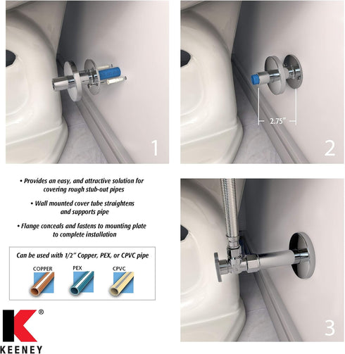 Keeney K857-30 PEX Stub-Out Support and Cover, Chrome, No Size