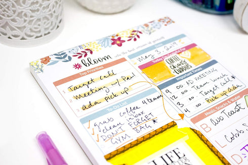 bloom daily planners Daily Planning System, Undated Checklist Notepad Organizer, Tear Off to-Do Pad - 6" x 9" (Floral