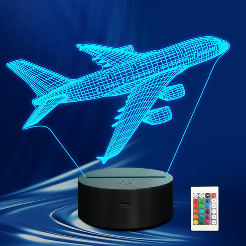 CoolGift Mart Airplane Night Light, 3D LED Optical Illusion Airplane Lamp with