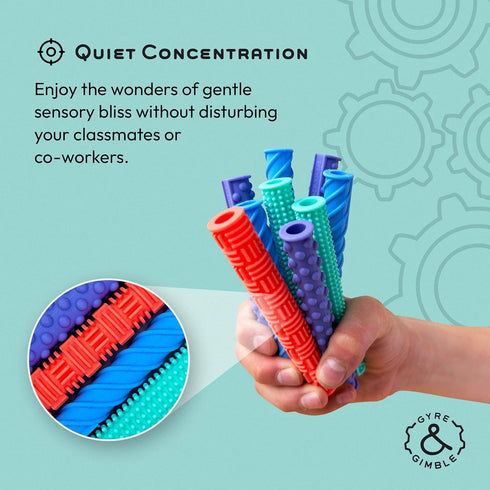 Pencil Gidgets Textured Silicone Pencil Sleeve for Fidgeting, 4 Sleeves & 2 Pencils for Focus and Tranquility