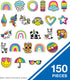 Carson Dellosa 150 Piece Rainbow Fun Bulletin Board Cutouts, Heart, Star, Emoji, Rainbow Bulletin Board, White Board, and Door Decorations, Rainbow Classroom Décor by Carson Dellosa Education