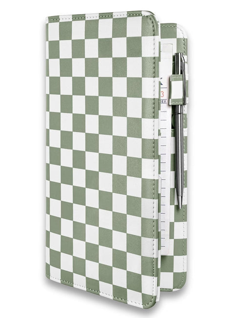Cute Server Book for Waitress with Zipper & Magnetic Pockets Retro Checkerboard Guest Check Holder Organizer