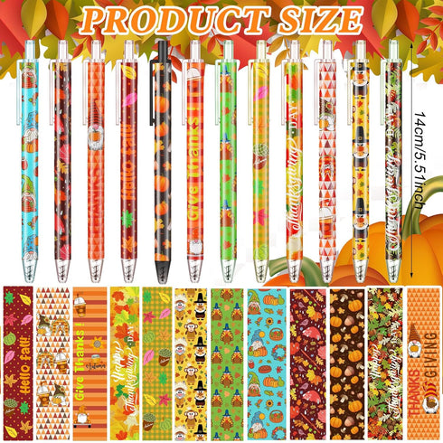 Leinuosen 120-Piece Thanksgiving Ballpoint Pens - Harvest Style, Black Ink Set for Office, School, and Home Use